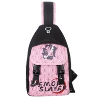 demon slayer kimetsu no yaiba chest bag canvas bag kamado tanjirou school bags teenagers fashion diagonal shoulder bag
