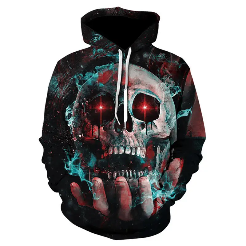 

2020 Fall New Unisex Hoodie 3d Skull Print Fashion Casual Halloween Horror Party Long Sleeve Pullover Plus Size 4xl