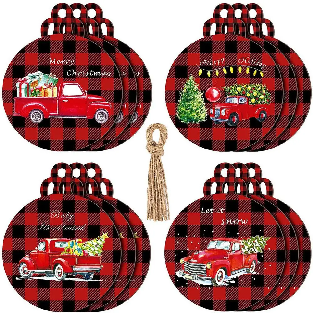 

Christmas Tree Ornaments Wooden Hangings Farmhouse Christmas Decor With Rope Round Hangings Wishes Crafts Christmas Ornament 12P