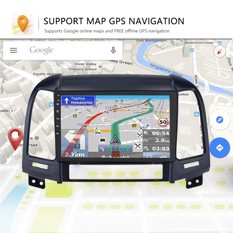Android 8,1 автомобильный Радио мультимедийный плеер навигация для hyundai Santa Fe 2006-2012 с стерео автомобильный dvd gps плеер карта