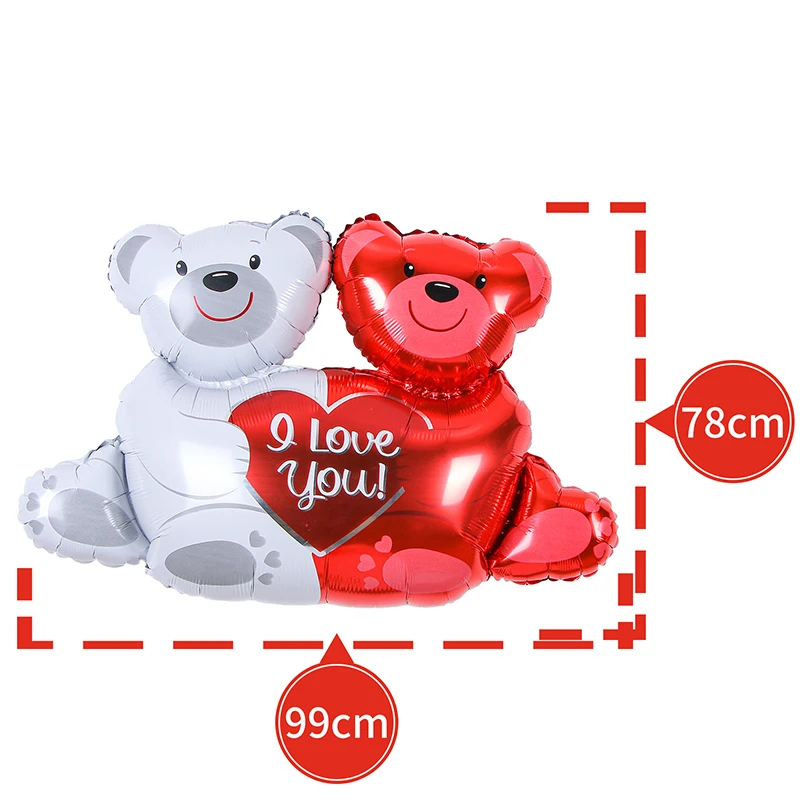 Globos de aluminio con forma de coraz&oacute;n, conjunto de globos de amor y oso para decoraci&oacute;n de propuesta de boda, decoraci&oacute;n del D&iacute;a de San Valent&iacute;n y aniversarios-4