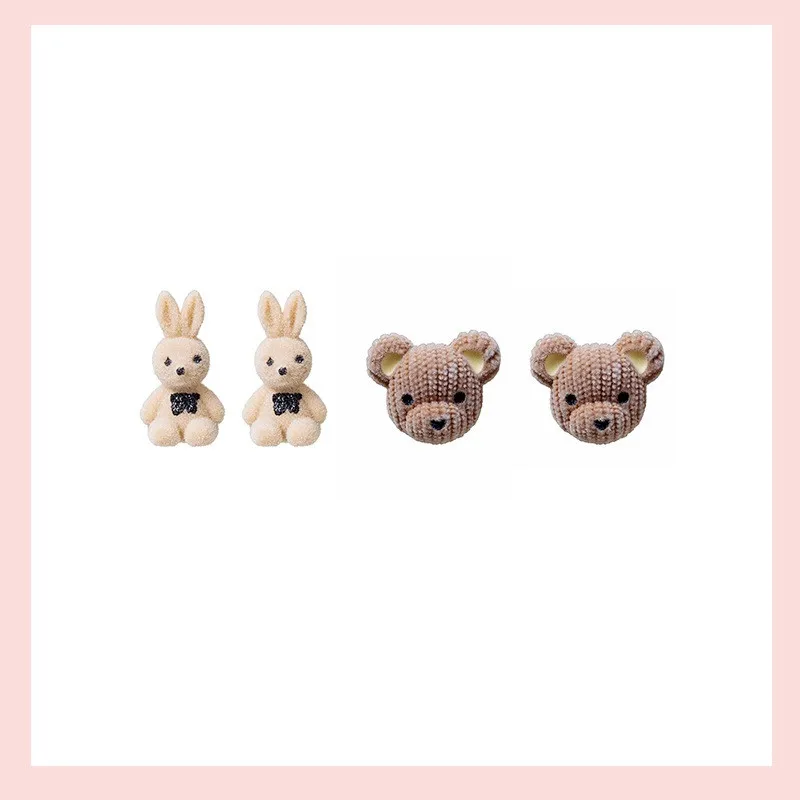 

Winter Design Cute Rabbit Bear Earrings Fashion Cartoon Bunny Animal Shaped Stud Ear Jewelry Party Gifts For Women Girls