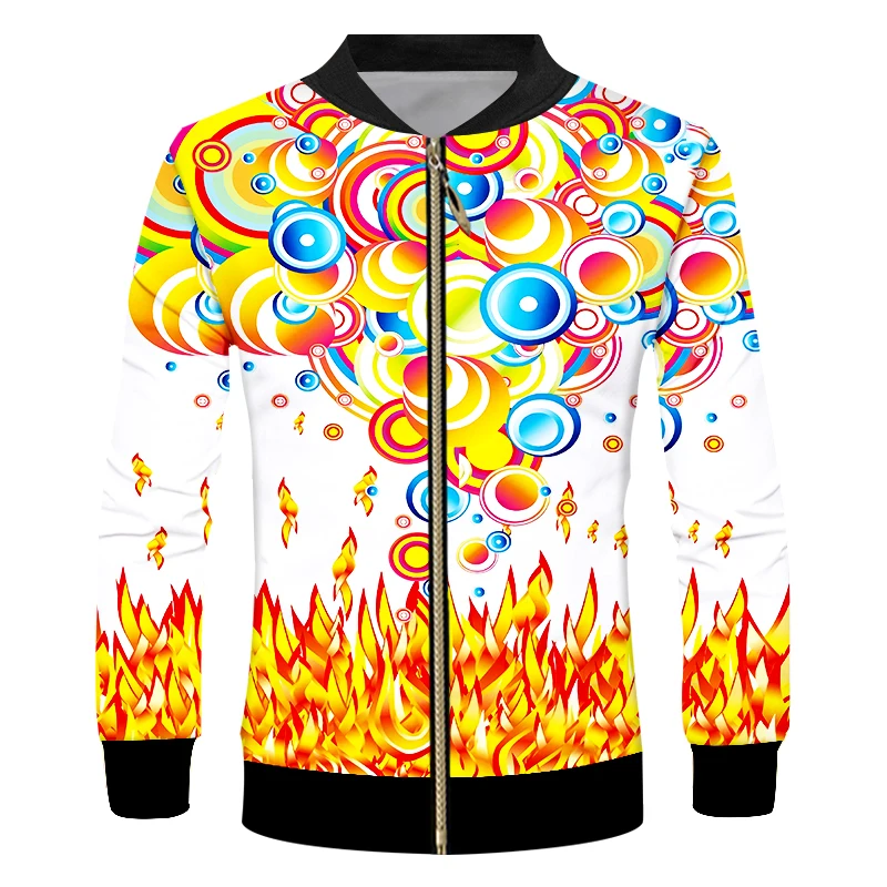 CJLM Новая мужская разноцветная куртка на молнии с 3D принтом индивидуальное пламя