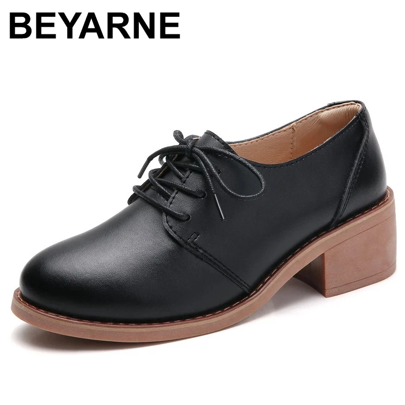 

Туфли женские из натуральной кожи, на толстом каблуке, со шнуровкой, весна 2021