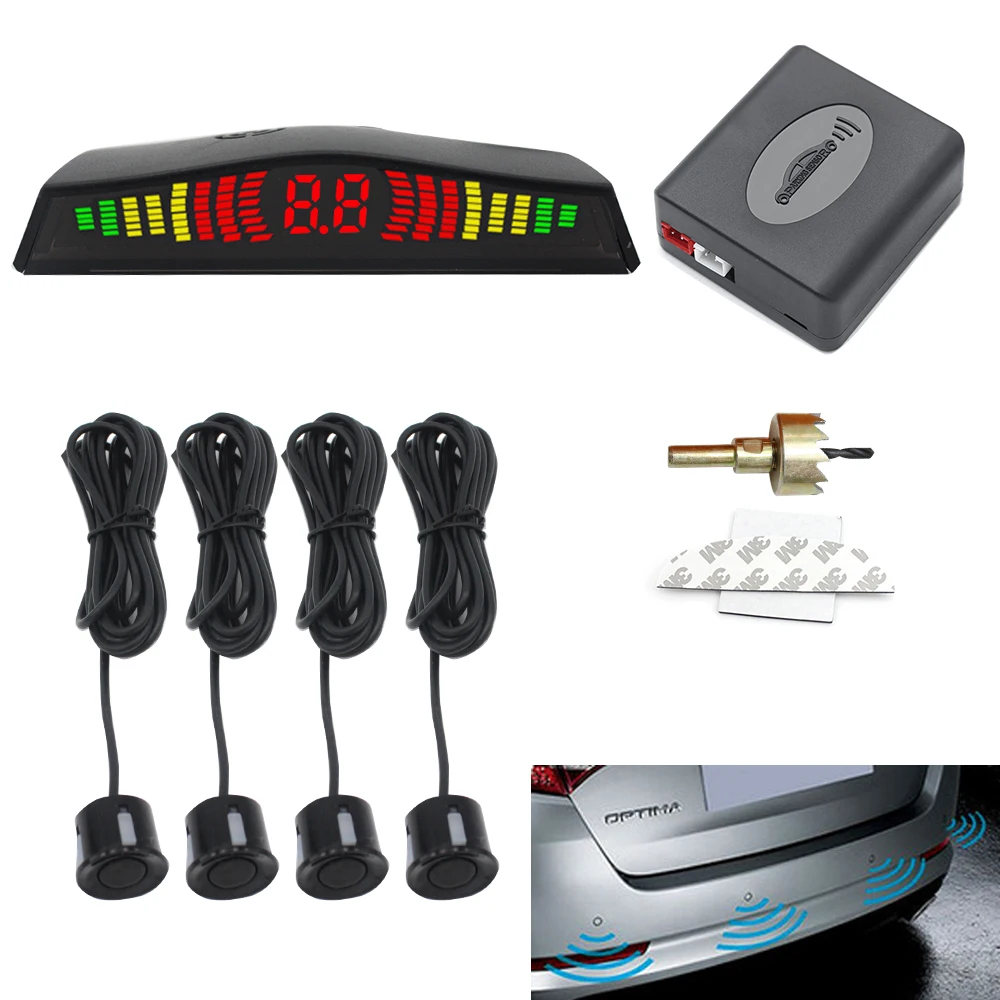 

Светодиодная система датчиков парковки Автомобильный радар заднего хода зуммер Предупреждение ющий комплект сигнализации светодиодный д...