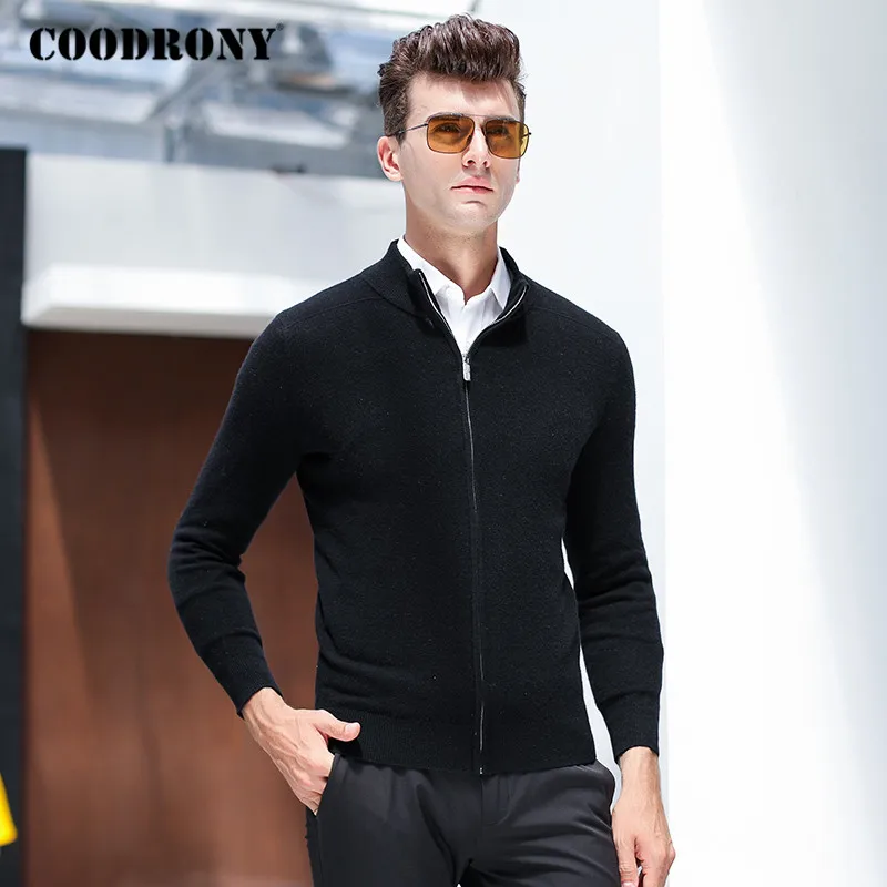 COODRONY/брендовый мужской свитер на молнии с высоким воротником кардиган Мужская