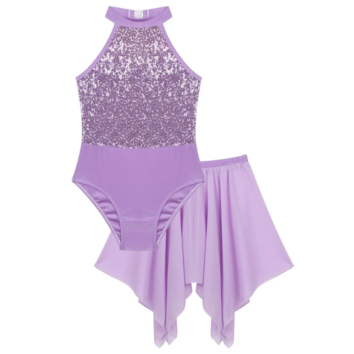 TiaoBug/комплект детской гимнастической трико с блестками и шифоновой юбкой пачкой