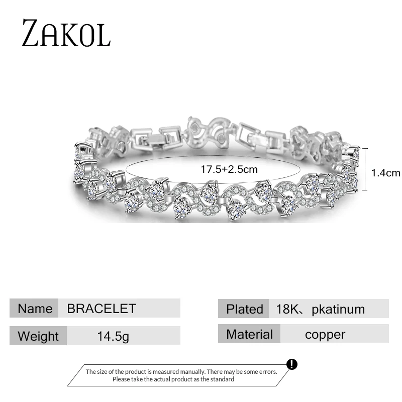 ZAKOL 4 цвета на выбор Модные женские браслеты с фианитами королевский синий камень
