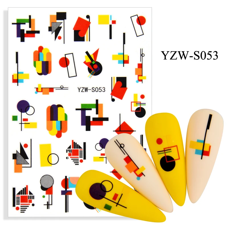 

Самоклеящиеся 3D наклейки для ногтей, милые Геометрические линии, украшения для ногтевого дизайна, осенняя модная наклейка, фольга для ногте...