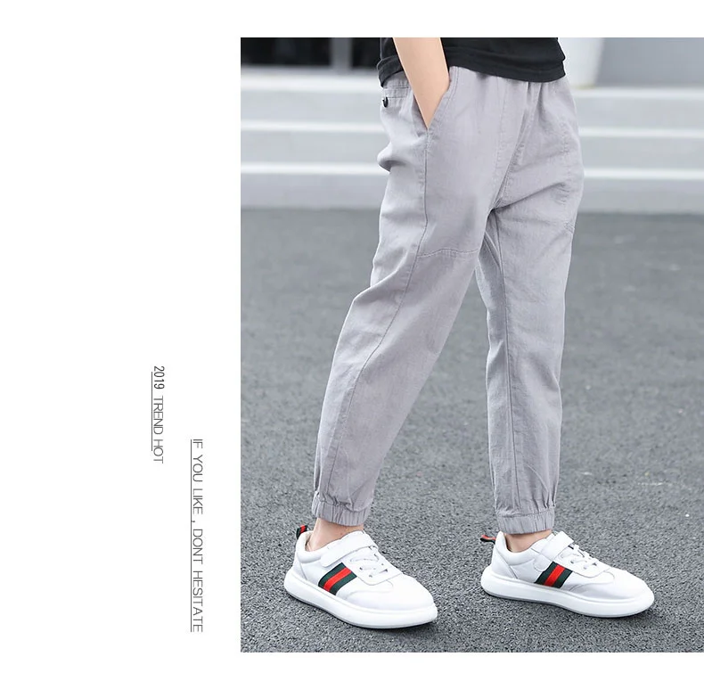 Teen Boy's Pants Kids Spring Autumn Solid Cotton Full Trousers Casual Slim Stretch Jogger Sweatpants 6-16 Years