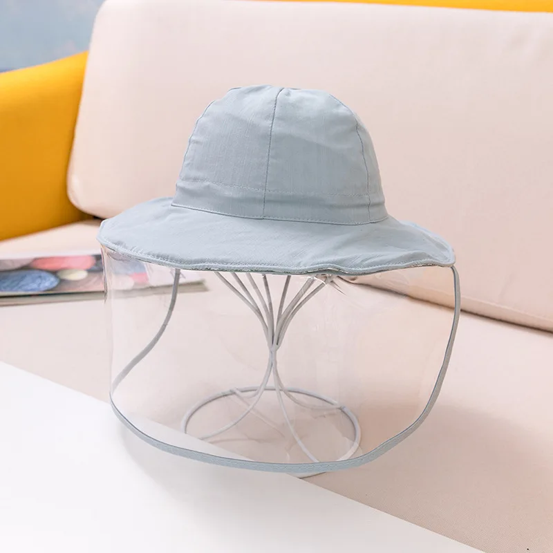 

1-4yr Baby Protect Hat Kids Bucket Hat Kids Cap Child Beanie Solid Cotton Sun Hat Girls Boys Prevent Wind Sand Spittle Face Mask