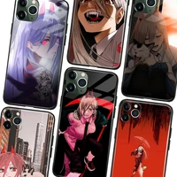 power blood fiend chainsaw man anime glass soft silicone phone case cover shell for iphone se 7 8 x xr xs 11 12 13 mini pro max