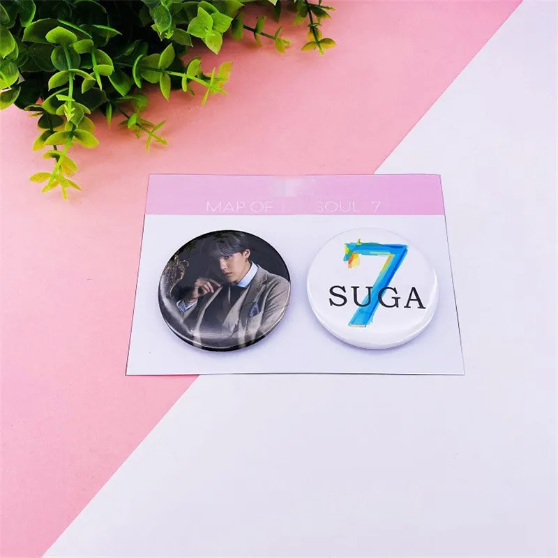 

New KPOP Bangtan Boys New Album Soul 7th Pin Badges Metal Bag Caps Clothes Brooch Accessories 58MM 2Pcs/Set