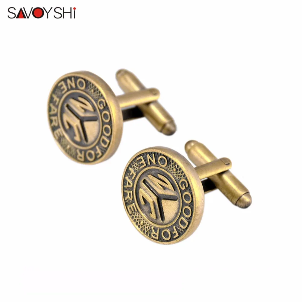 Круглые бронзовые запонки SAVOYSHI с монетами для мужчин высококачественные