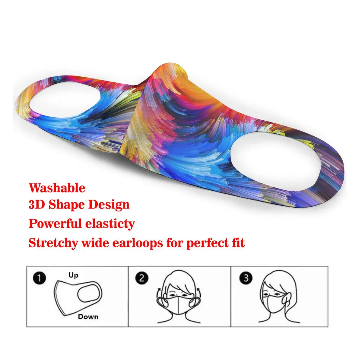 

Washable Earloop Mask 3D Diamond Painting Bright Colors Cycling Anti Dust Mouth Face Care Respirator for Summer