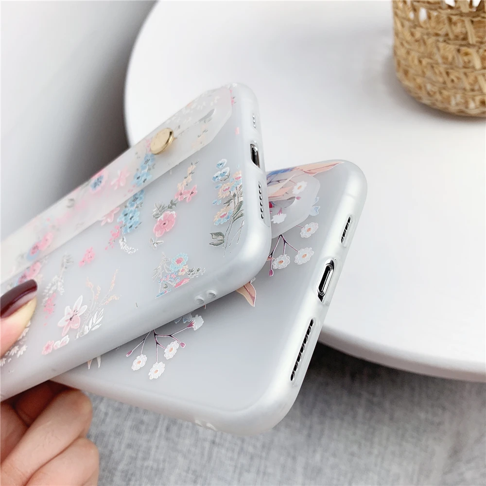 Для samsung A40 чехол ТПУ с цветочным узором ремешок чехол для телефона для samsung A10 A20 A30 A40S A50 A60 A80 A90 A70 M10 M20 M30 держатель крышки