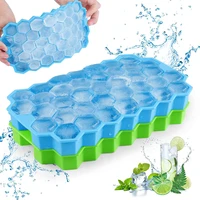 silikolove 37 cavity honeycomb ice cube mold reusable silicone ice mold ice cube tray for summer whiskey cocktail with lids
