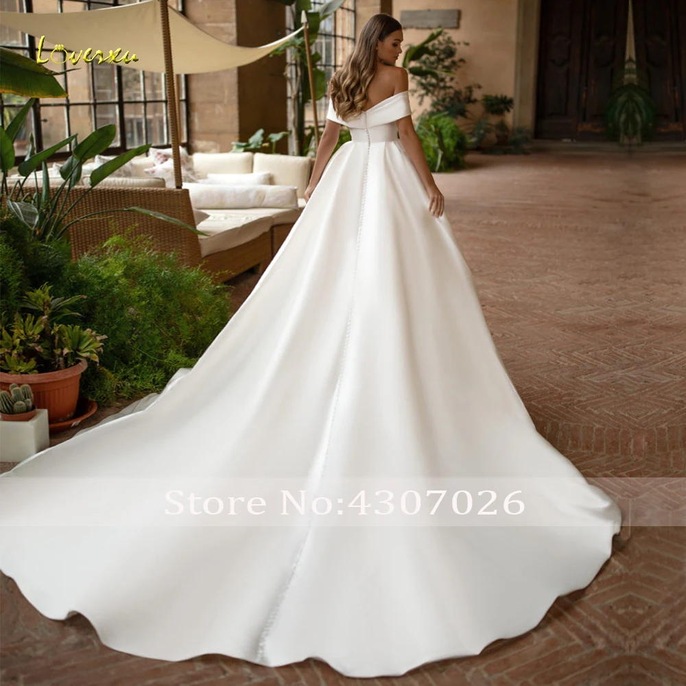 Loverxu милое бальное платье атласные свадебные платья шикарное с открытыми плечами