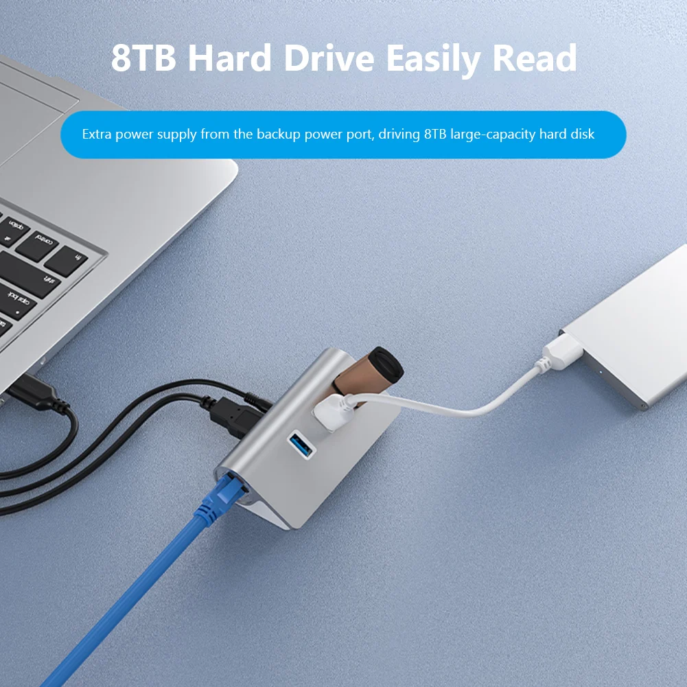 

USB3.0 Hub USB Splitter 3 Ports Power Adapter Gigabit Ethernet Docking Station for Macbook PC Laptop Computer Hard Drive