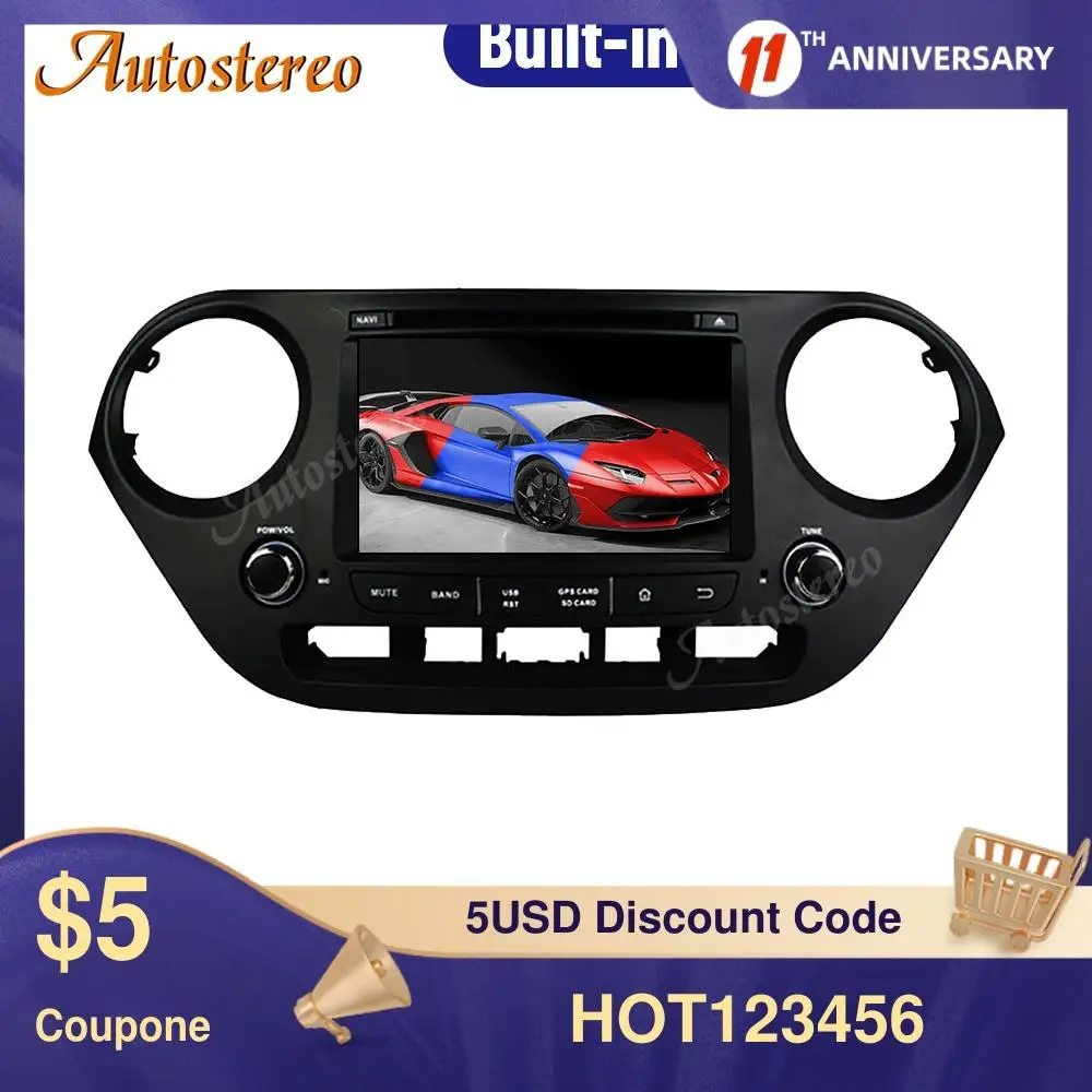 Для Hyundai i10 2013-2018 автомобильный DVD плеер Android10.0 PX5/PX6 4 Гб GPS Навигация Авто Радио