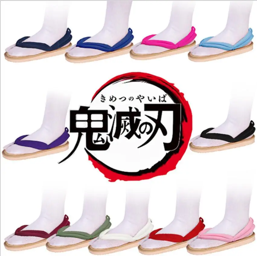 

Anime Demon Slayer Cosplay Shoes Kimetsu No Yaiba Kamado Tanjirou Clogs Sandals Kamado Nezuko Geta Agatsuma Zenitsu Flip Flops