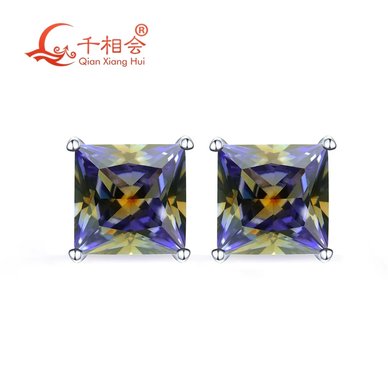 Серьги пусеты прямоугольной формы из серебра 925 пробы 8 мм|Серьги-гвоздики| |