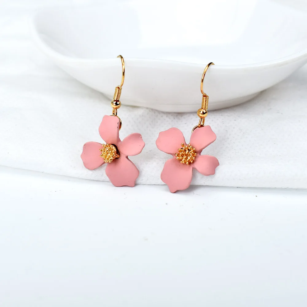 Горячая мода красный белый желтый цветок висячие Висячие серьги для женщин