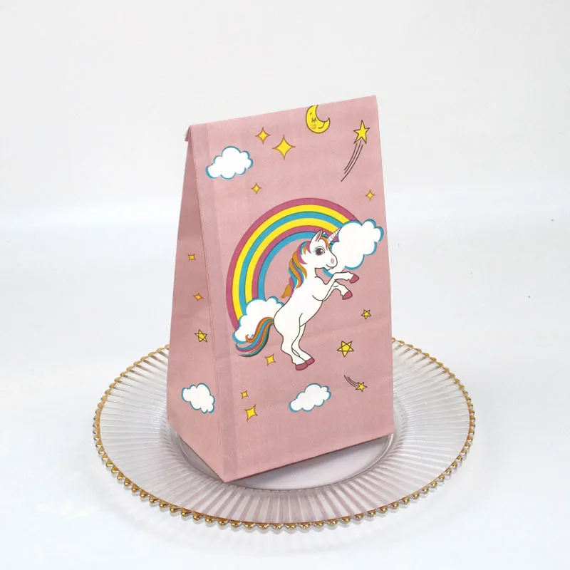 Радужный Единорог бумажный пакет для еды дня рождения ребенка вечеринки
