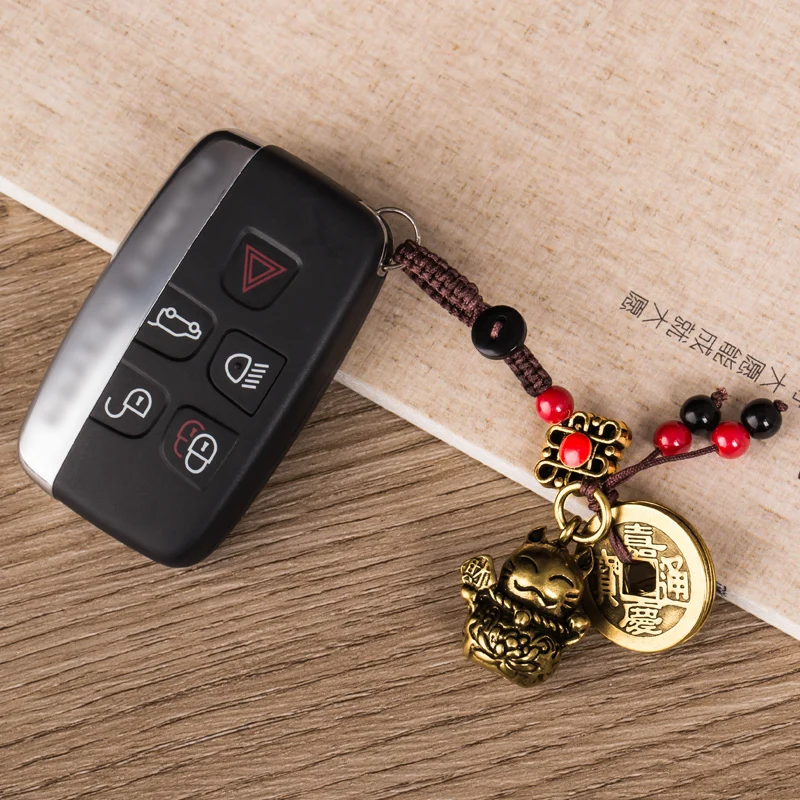 Брелок Lucky Cat из латуни с подвеской милый брелоки животными ручной работы висячий