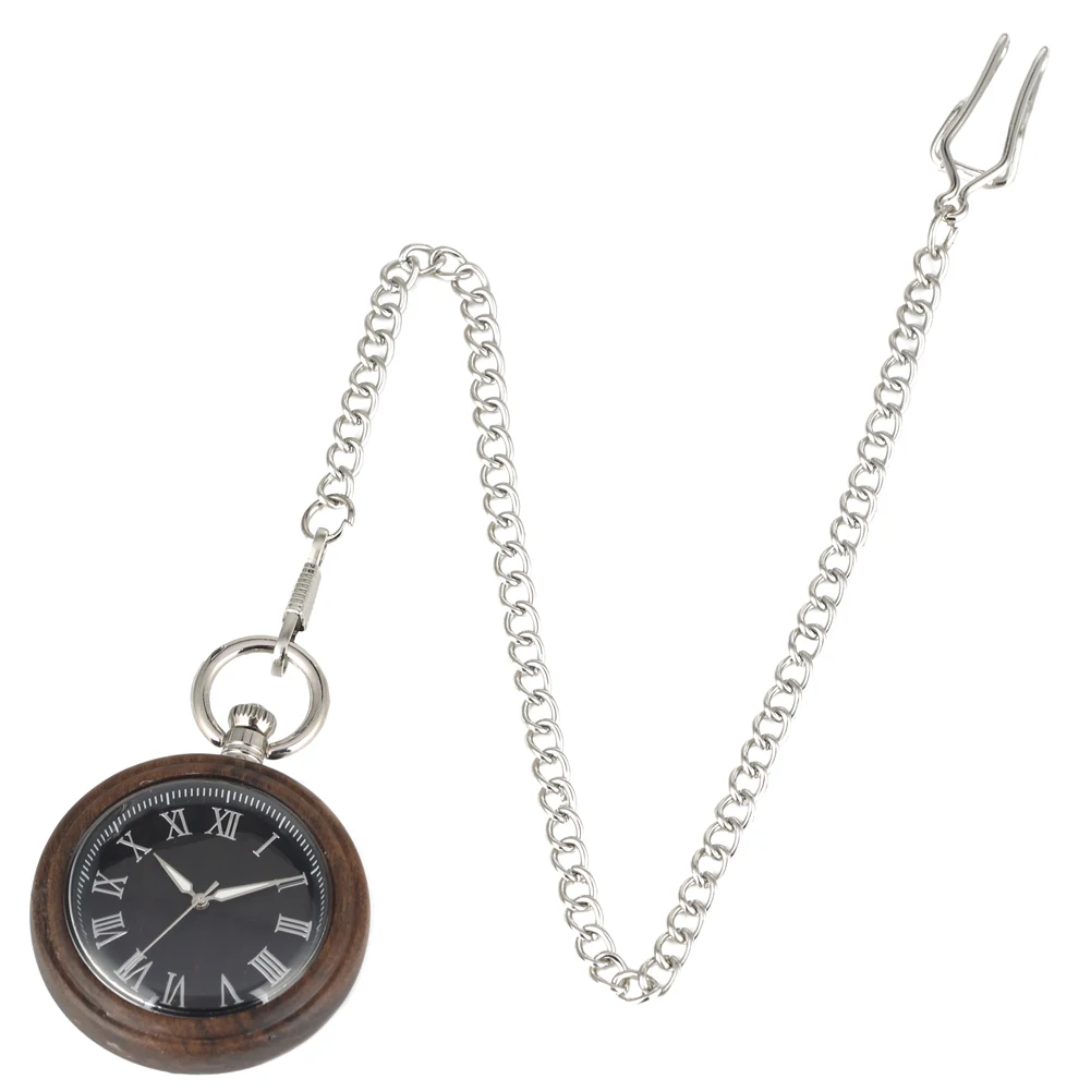 Attractive Dark Brown Wooden Pocket Watch for Male Large Dial with Clear Roman Numerals Watches Women | Наручные часы