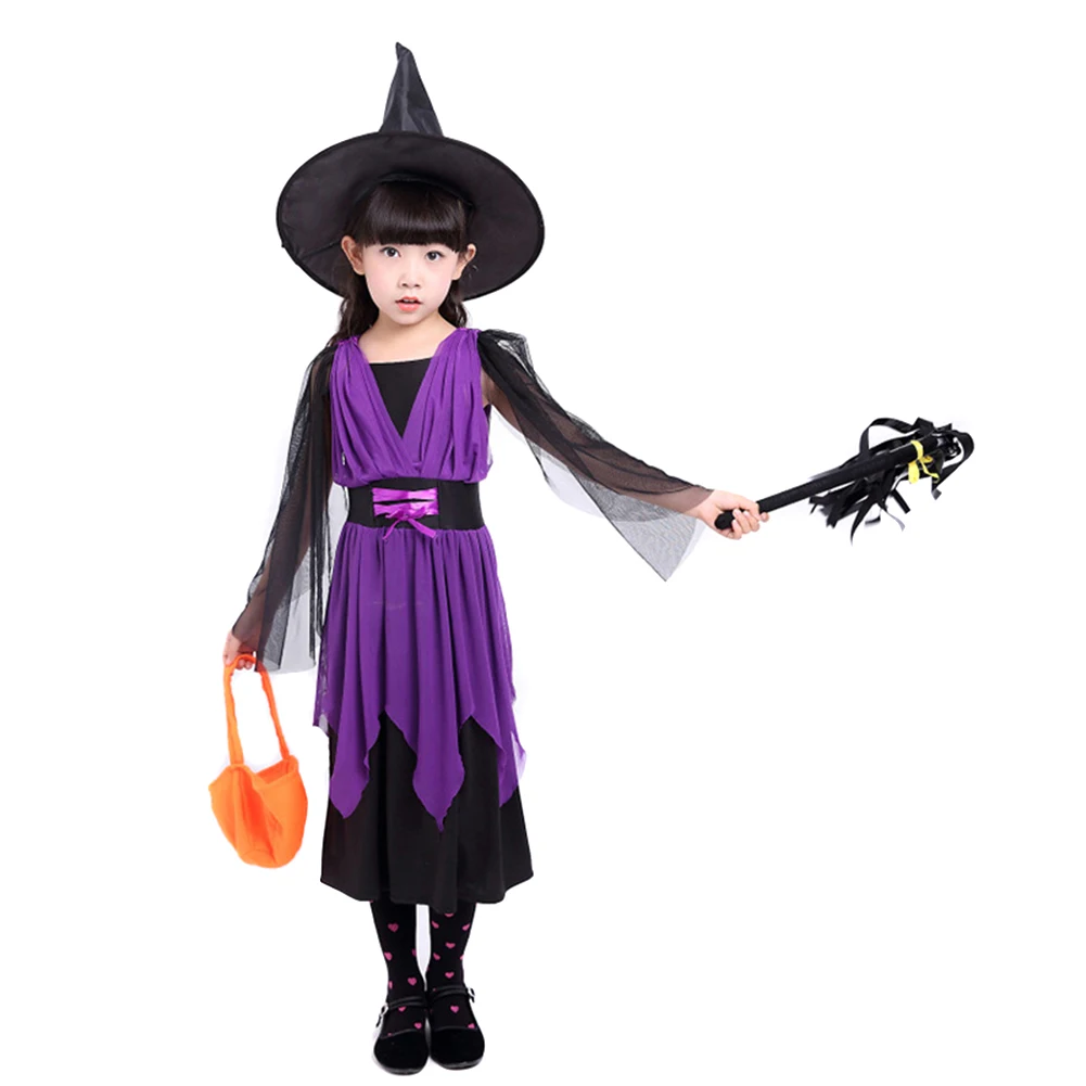Новинка 2019 года Детский костюм на Хэллоуин ведьмы для маленьких девочек