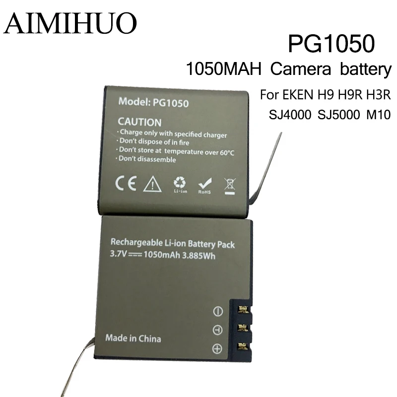 1-2 шт. PG1050 3 7 в 1050 мАч аккумулятор для спортивной экшн-камеры EKEN H9 H9R H3 H8PRO SJ4000 SJCAM SJ5000