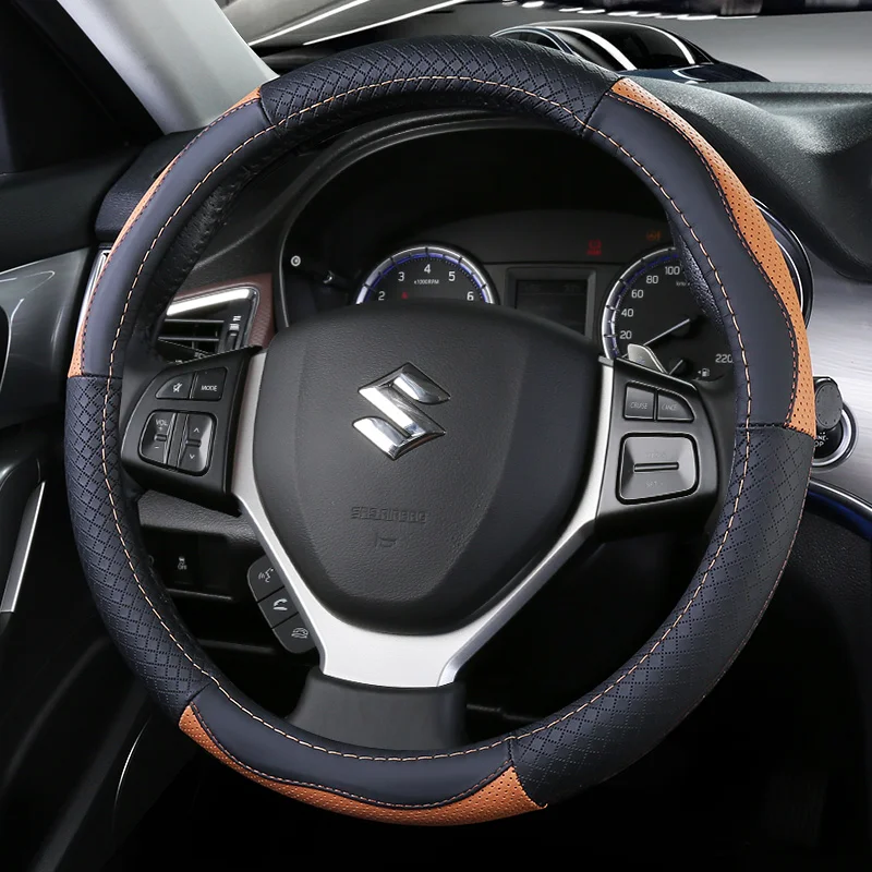 Верхние Кожаные чехлы на руль для Suzuki Alivio/Ciaz Baleno Celerio Jimny SX4 S Cross Grand Vitara Aerio Kizashi