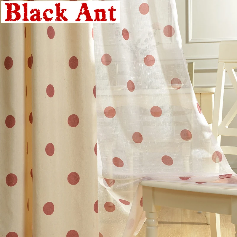 

Cute Dots Curtain For Kids Room Window Screen Blackout Cotton Material Curtain For Living Room Drape Blinds X-JD673#30
