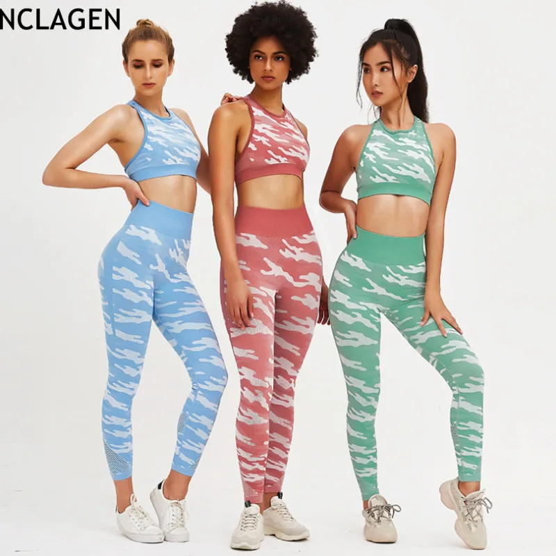 Женский Камуфляжный костюм NCLAGEN спортивный для йоги тренажерного зала пуш ап