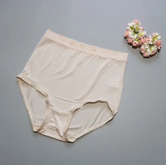 Женские кружевные трусики из 100% натурального шелка с высокой посадкой нижнее