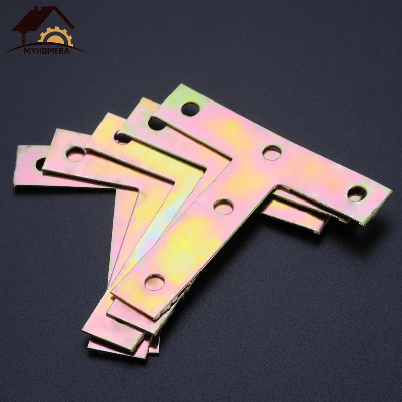 Myhomera 4Pcs Strengthen Connection T Shape Code Corner Connector Brackets Table Chair Bed Board Joint Fastener Angle Support |