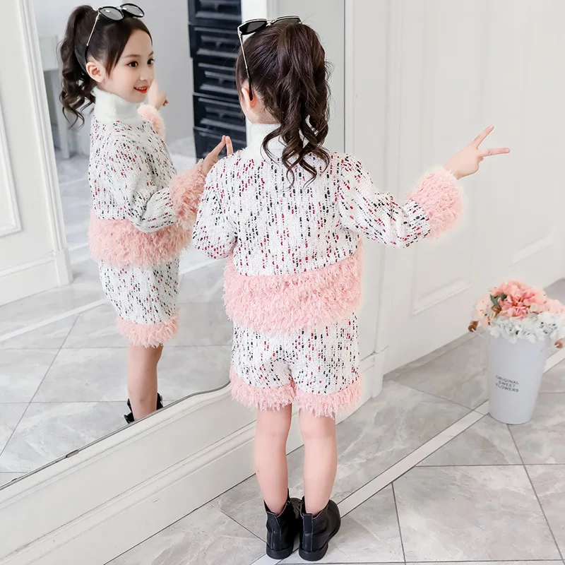 Одежда для девочек комплекты осенне-зимней одежды пальто + штаны комплект из 2