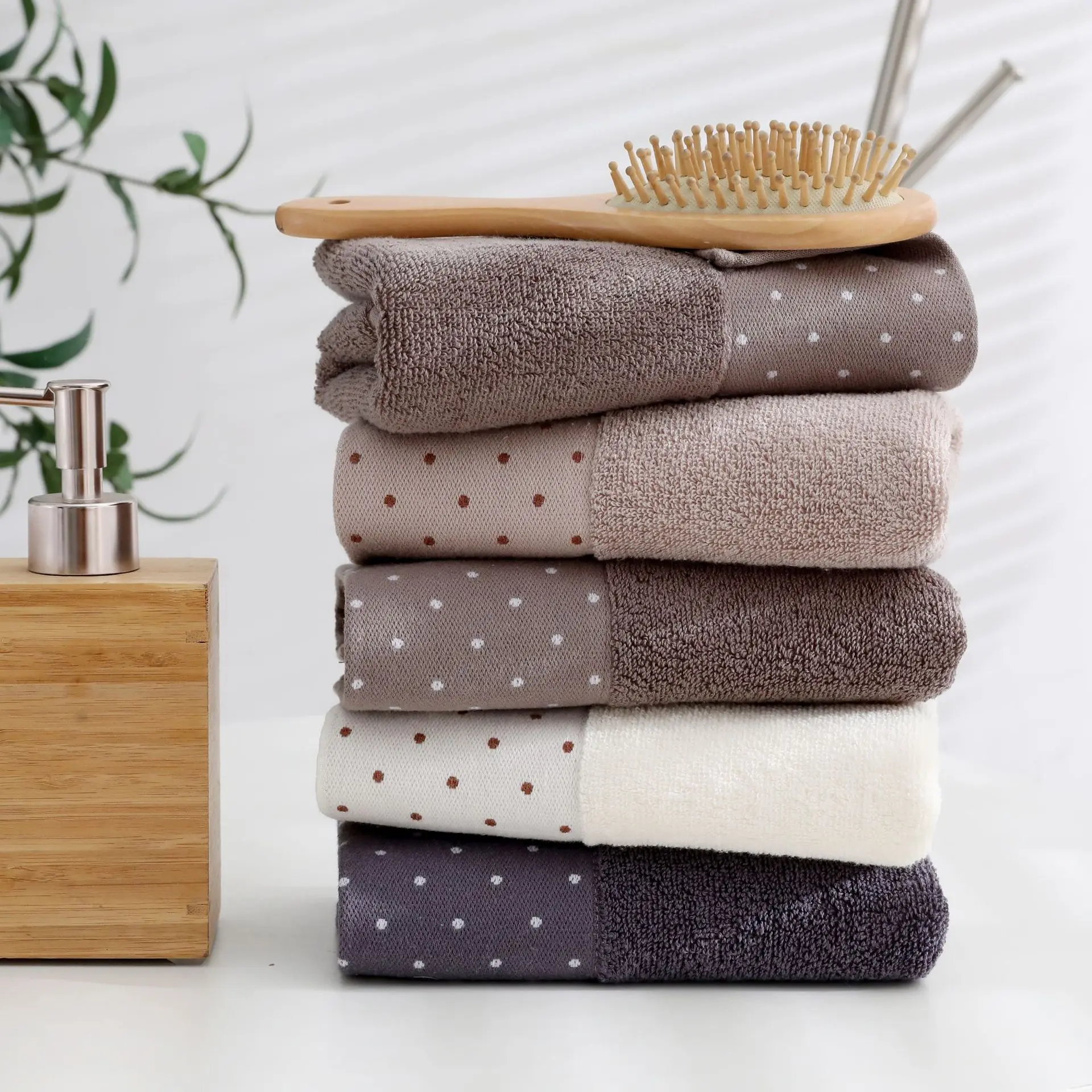 2pcs 34*74 cm Face towel Super soft long stapled cotton face excellent water-absorbing quality dots pattern | Дом и сад