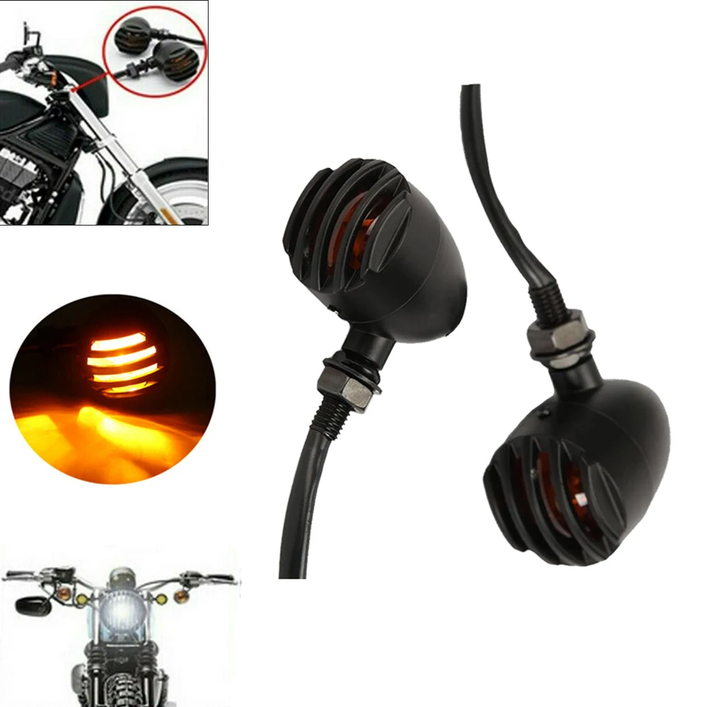 2 шт. DC 12V в байкерском стиле и ретро черный металлическая решетка пуля Поворотная