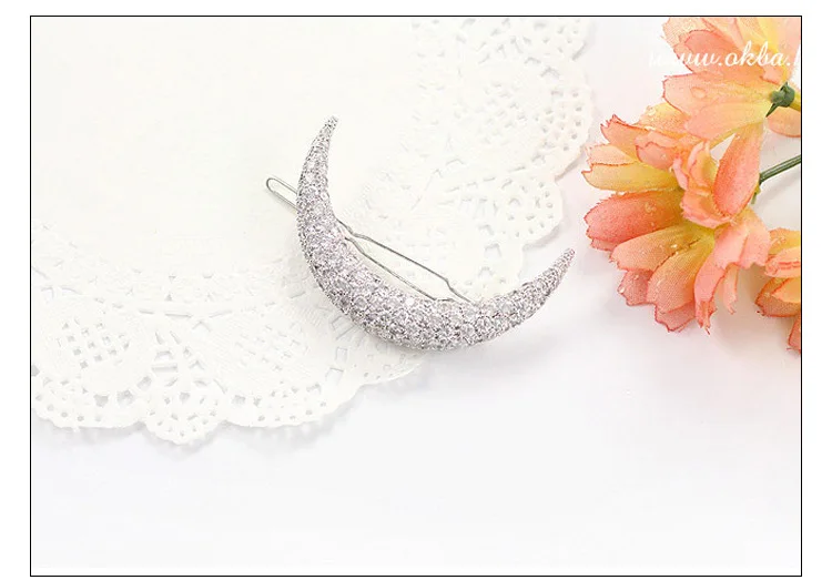 Moon Rhinestone 1pc Retro Hollow Alloy Hair Clips for Women Hairpins Headwear Crystal Tassel Pendant Hair Pins Claw Accessories Tool - Цвет: Moon Rhinestone 1pc