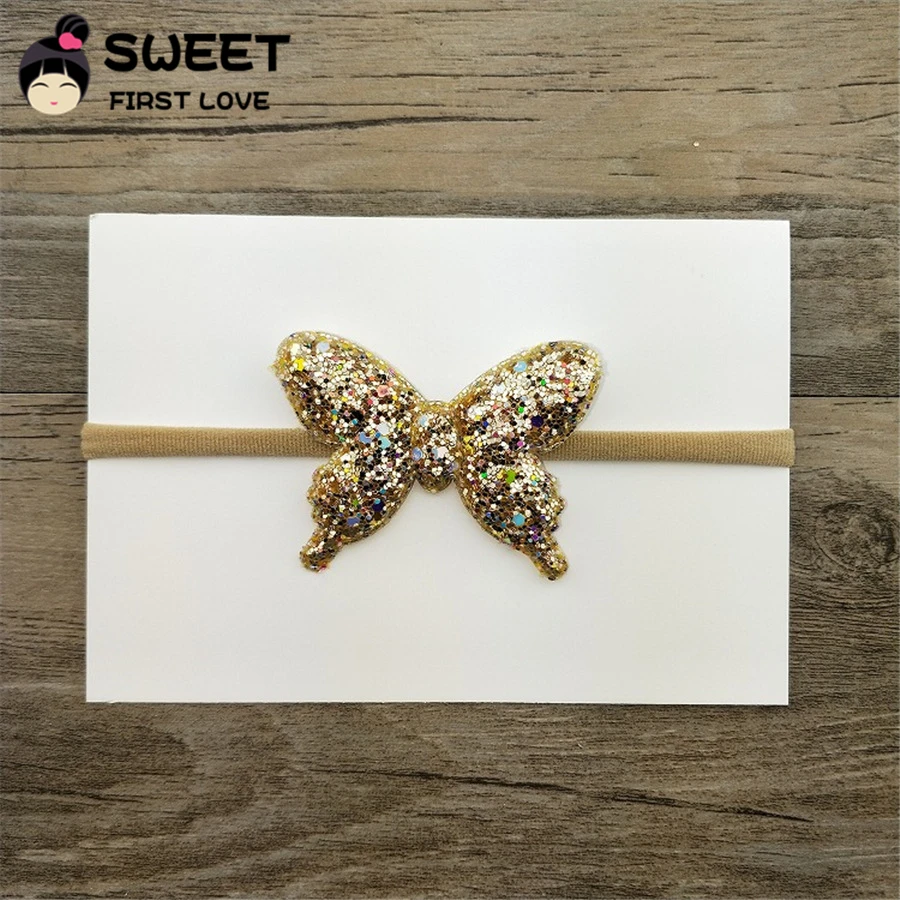 6 шт./лот повязка на голову с бабочкой для новорожденных эластичная резинка