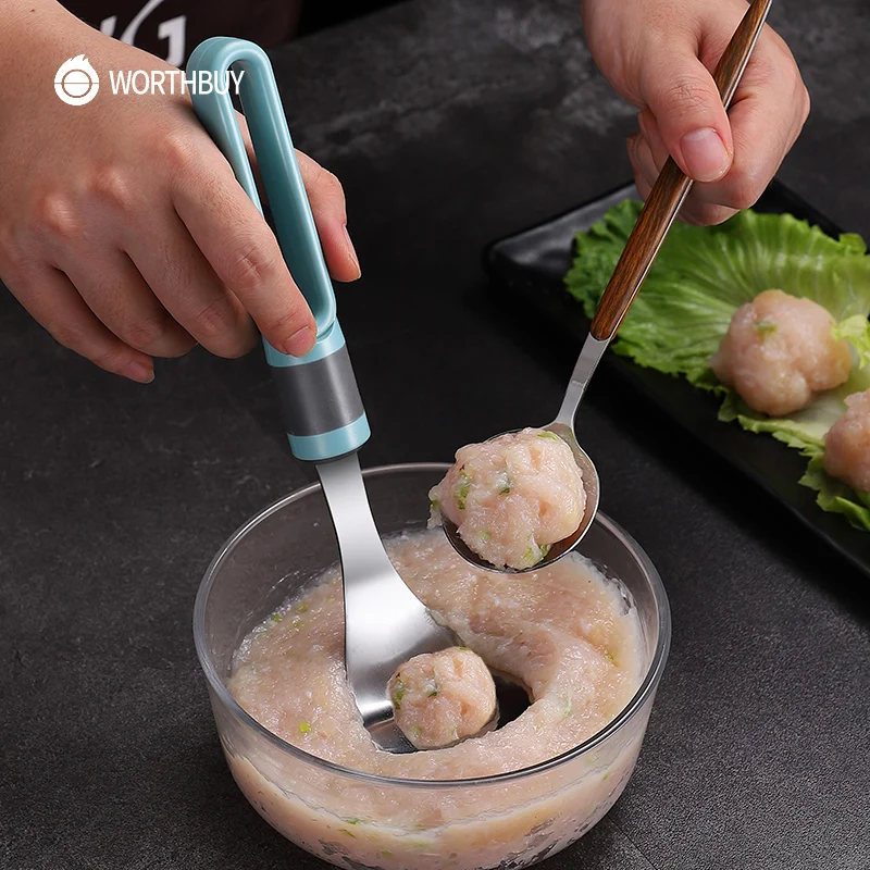 WORTHBUY Творческий прибор для формирования фрикаделек ложка Нержавеющая сталь