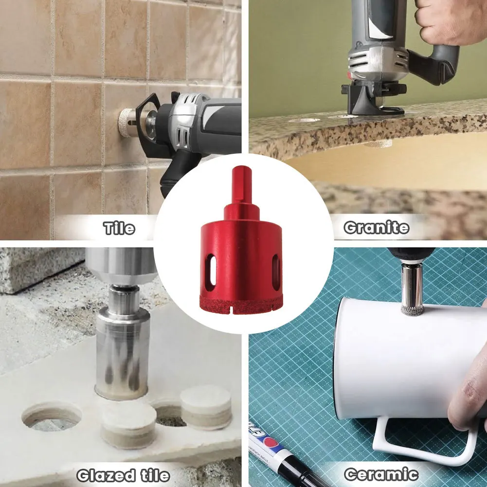 

11PCS Hollow Core Drill Bits Diamond Coated Porcelain Tile Ceramic Hole Saw Bits Drilling In Glass Tiles Marble Granite Wood