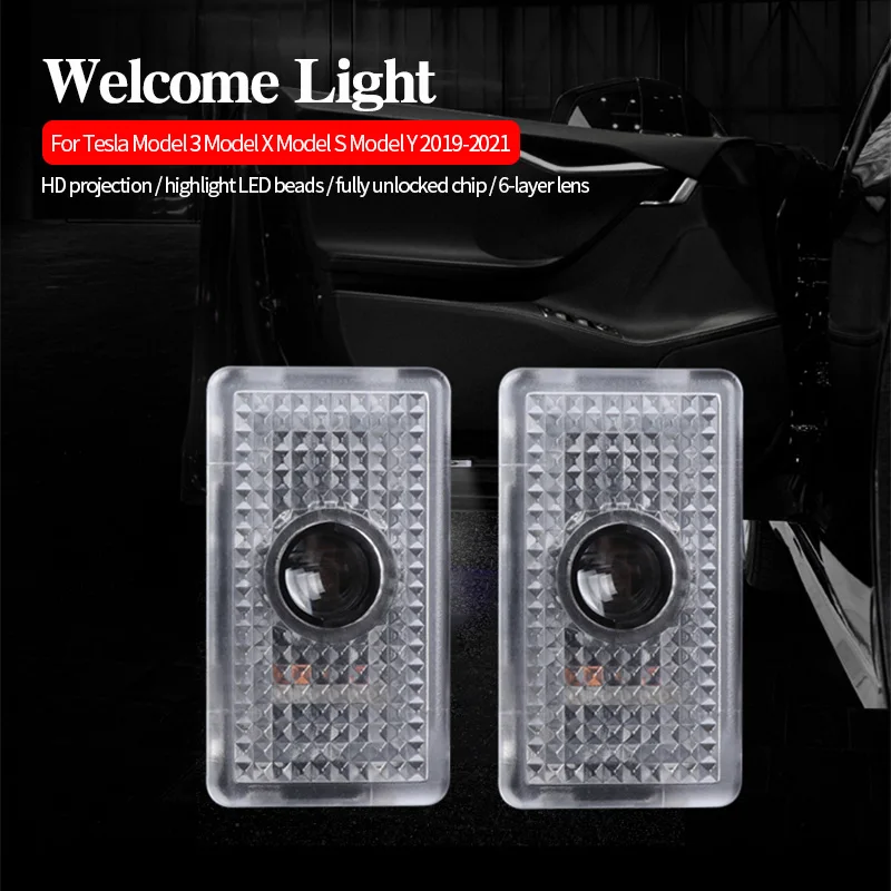 

Car Door Welcome Lights Logo Projector For Tesla Model 3 /X /S / Y 2019 -2021 LED Lamp Auto Decorate Accessories Lighting Tools