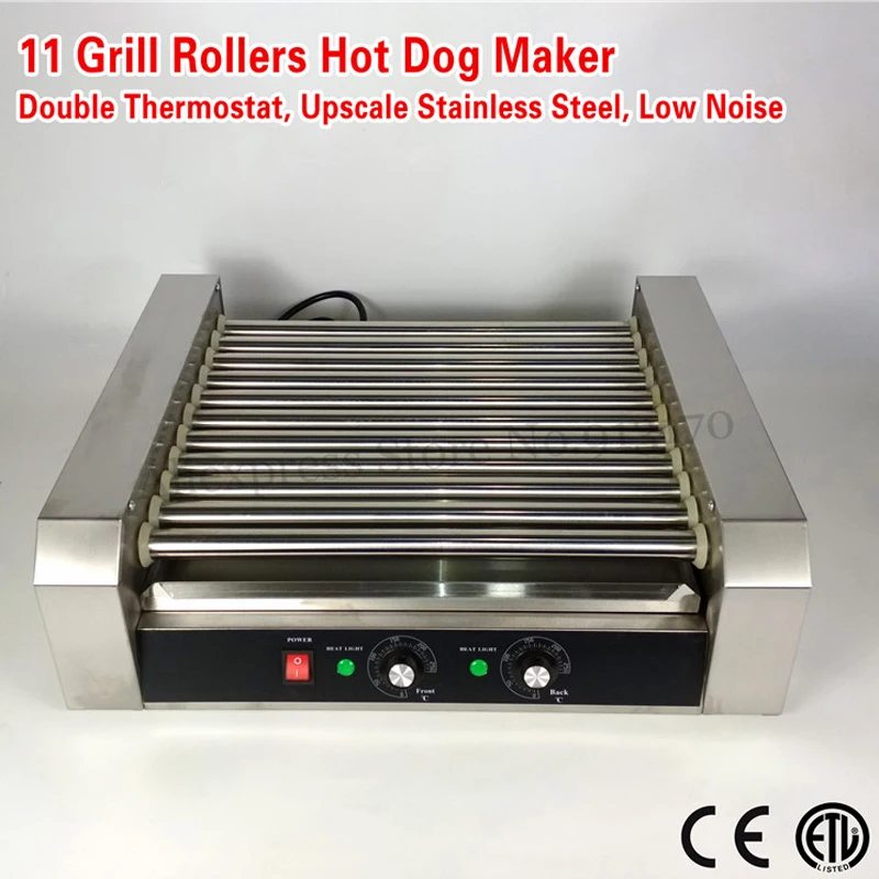 

Hot Dog Roller Grilling Machine Stainless Steel Commercial Hotdog Maker 11-roller 2200-Watt Low Noise