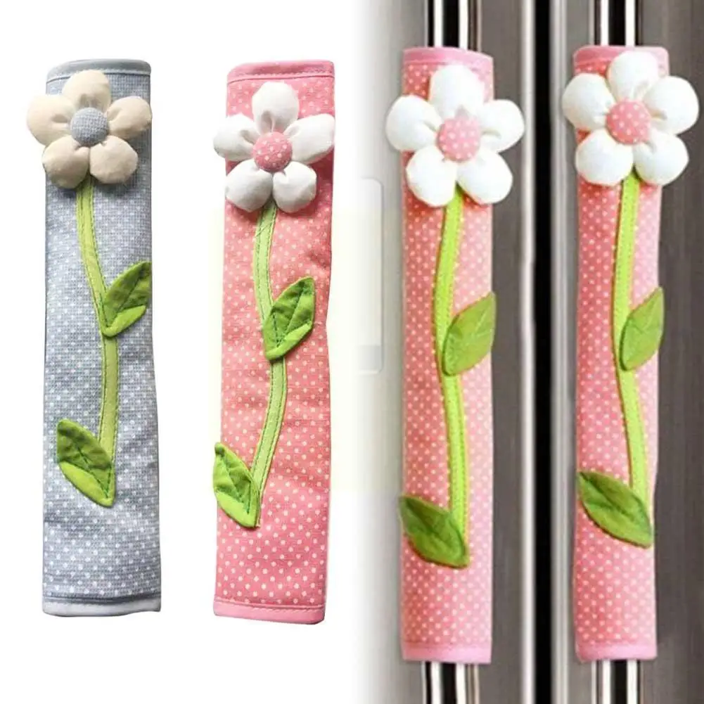 

1pc Cotton Cute Door Refrigerator Handle Cover Idyllic Door Handle Gloves Decoration Fridge Leaves Accessories Flower S7F3