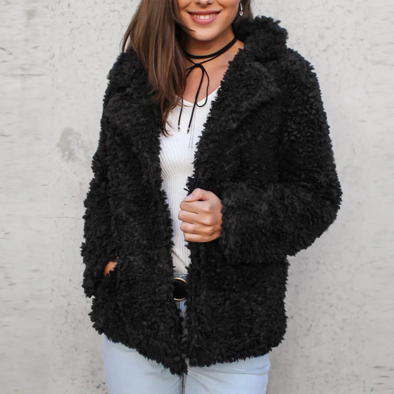 

Pop 1 Pcs Women Lady Coat Long Sleeve Thicken Lapel Solid Color Warm Fashion For Winter Pop 88