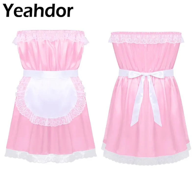 Мужской костюм для костюмированной вечеринки горничной без бретелек с широкими