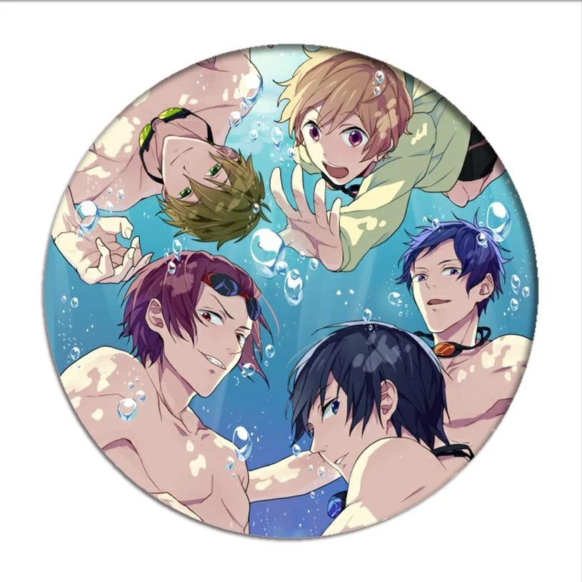 Бесплатно! Iwatobi плавать Косплей рюкзак значки Nanase Haruka брошь заколки Тачибана